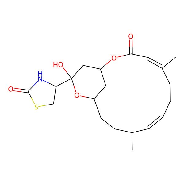 2D Structure of (4R)-4-[(1R,4Z,8Z,10R,13R,15R)-15-hydroxy-5,10-dimethyl-3-oxo-2,14-dioxabicyclo[11.3.1]heptadeca-4,8-dien-15-yl]-1,3-thiazolidin-2-one
