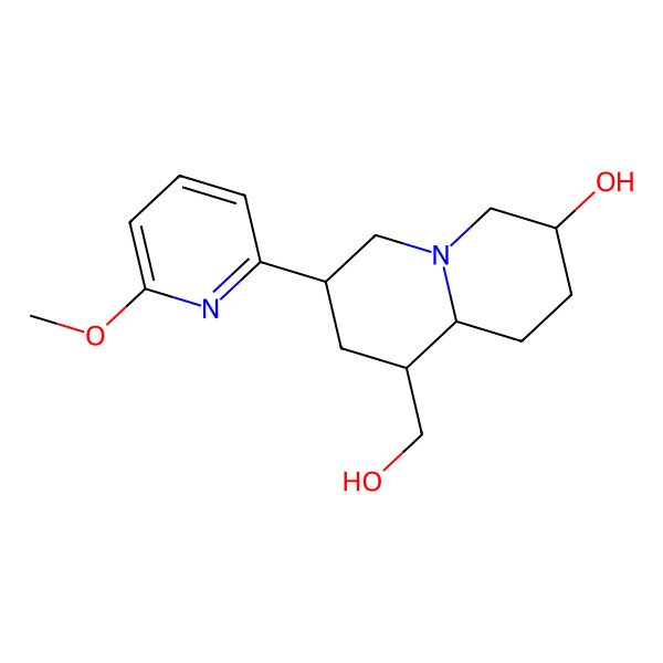 2D Structure of (3S,7R,9S,9aR)-9-(hydroxymethyl)-7-(6-methoxypyridin-2-yl)-2,3,4,6,7,8,9,9a-octahydro-1H-quinolizin-3-ol