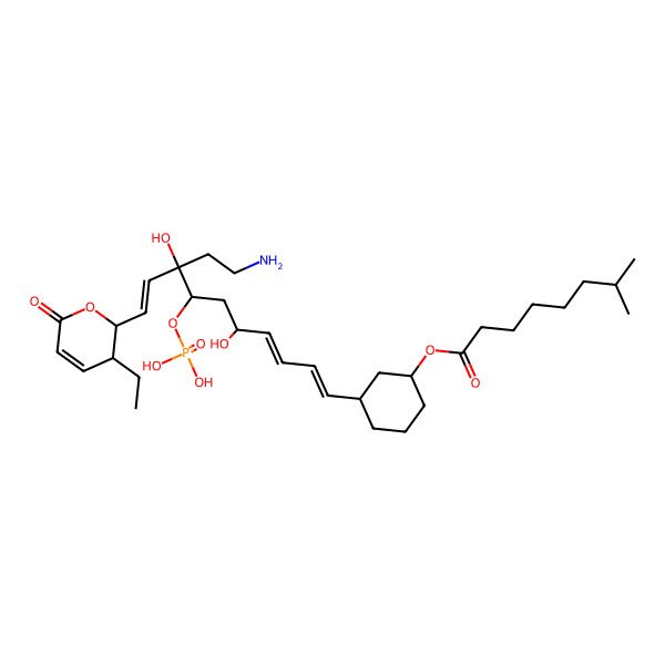 2D Structure of [(1S,3R)-3-[(1Z,3Z,5R,7R,8R,9E)-8-(2-aminoethyl)-10-[(2S)-3-ethyl-6-oxo-2,3-dihydropyran-2-yl]-5,8-dihydroxy-7-phosphonooxydeca-1,3,9-trienyl]cyclohexyl] 7-methyloctanoate