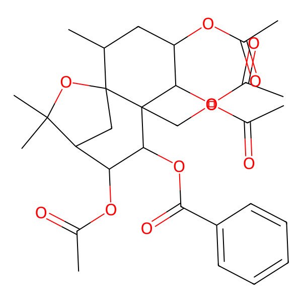 2D Structure of [(1S,2R,4S,5R,6S,7S,8S,9S)-4,5,8-triacetyloxy-6-(acetyloxymethyl)-2,10,10-trimethyl-11-oxatricyclo[7.2.1.01,6]dodecan-7-yl] benzoate