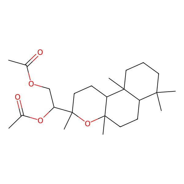 2D Structure of [2-[(3S,4aR,6aS,10aS,10bR)-3,4a,7,7,10a-pentamethyl-2,5,6,6a,8,9,10,10b-octahydro-1H-benzo[f]chromen-3-yl]-2-acetyloxyethyl] acetate