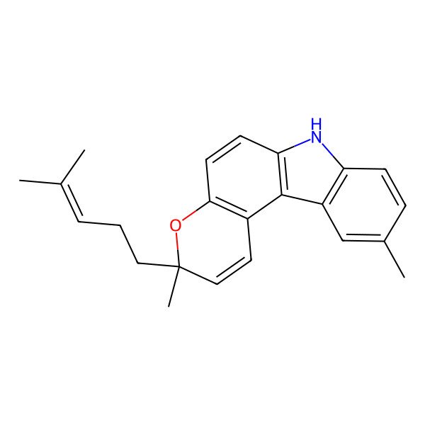 2D Structure of 3,10-dimethyl-3-(4-methylpent-3-enyl)-7H-pyrano[2,3-c]carbazole