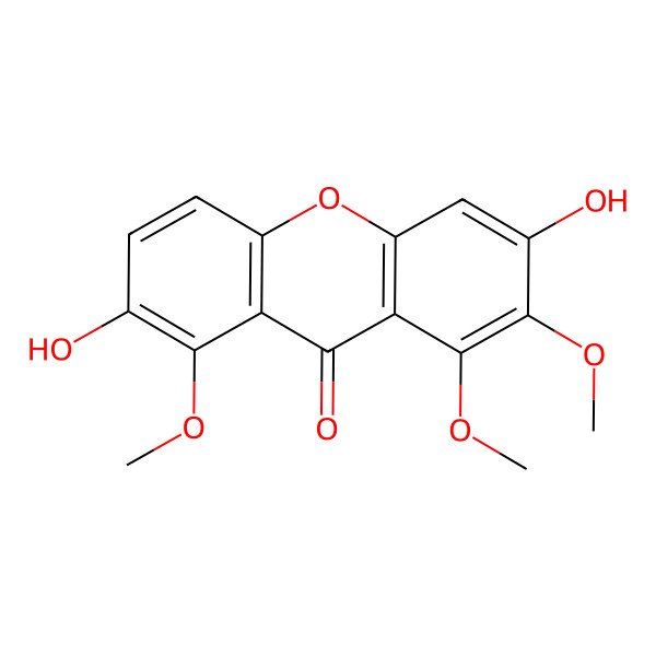 2D Structure of 3,7-Dihydroxy-1,2,8-trimethoxyxanthen-9-one