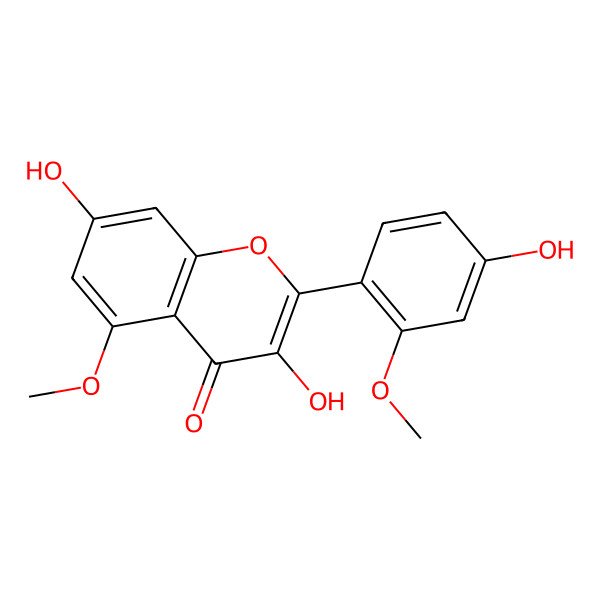 2D Structure of 3,7-Dihydroxy-2-(4-hydroxy-2-methoxyphenyl)-5-methoxychromen-4-one