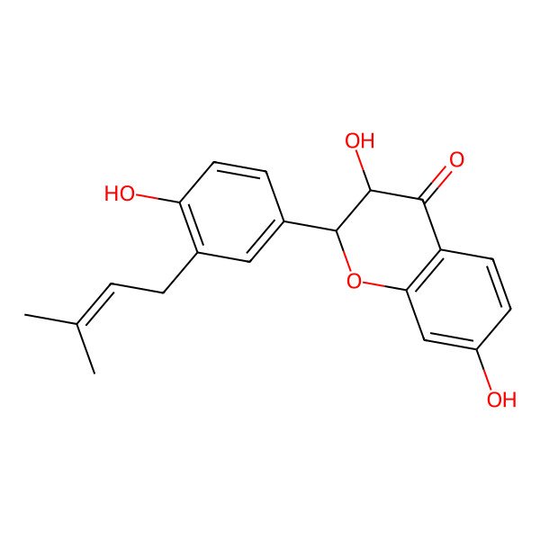 2D Structure of 3,7-Dihydroxy-2-[4-hydroxy-3-(3-methylbut-2-enyl)phenyl]-2,3-dihydrochromen-4-one