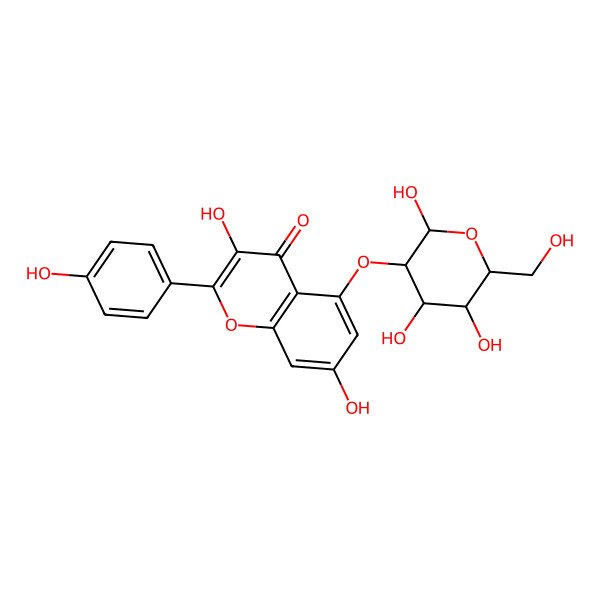 2D Structure of 3,7-Dihydroxy-2-(4-hydroxyphenyl)-5-[2,4,5-trihydroxy-6-(hydroxymethyl)oxan-3-yl]oxychromen-4-one