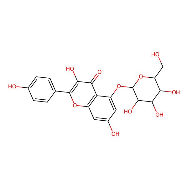 2D Structure of 3,7-Dihydroxy-2-(4-hydroxyphenyl)-5-[3,4,5-trihydroxy-6-(hydroxymethyl)oxan-2-yl]oxychromen-4-one