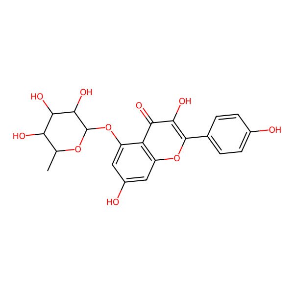 2D Structure of 3,7-Dihydroxy-2-(4-hydroxyphenyl)-5-(3,4,5-trihydroxy-6-methyloxan-2-yl)oxychromen-4-one
