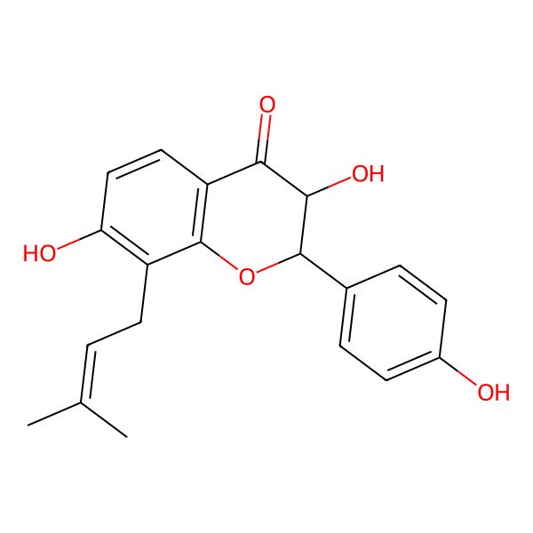 2D Structure of 3,7-Dihydroxy-2-(4-hydroxyphenyl)-8-(3-methylbut-2-enyl)-2,3-dihydrochromen-4-one