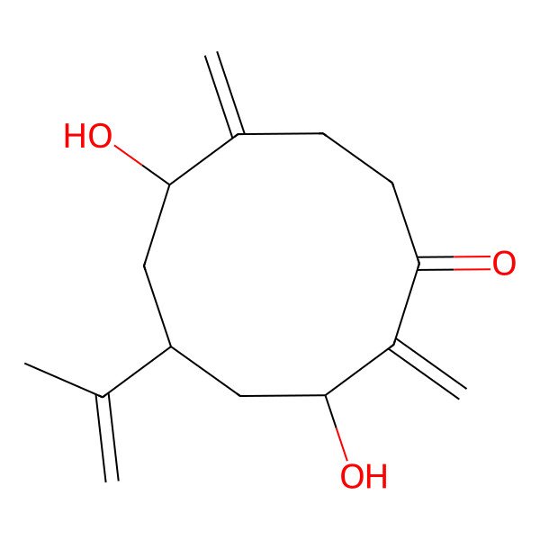 2D Structure of 3,7-Dihydroxy-2,8-dimethylidene-5-prop-1-en-2-ylcyclodecan-1-one