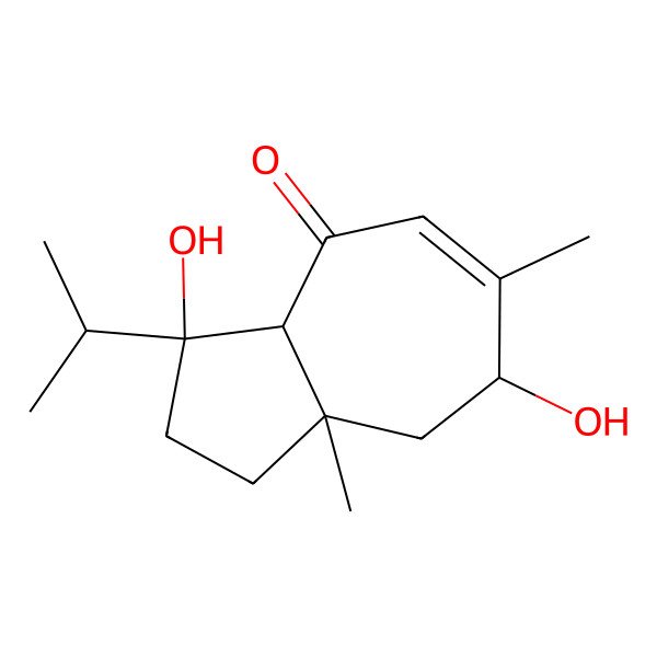 2D Structure of 3,7-dihydroxy-6,8a-dimethyl-3-propan-2-yl-2,3a,7,8-tetrahydro-1H-azulen-4-one 2D Structure of 3,7-dihydroxy-6,8a-dimethyl-3-propan-2-yl-2,3a,7,8-tetrahydro-1H-azulen-4-one