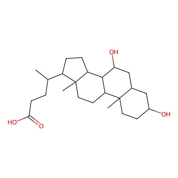 2D Structure of (4R)-4-[(3S,5S,7S,8S,9S,10R,13R,14S,17R)-3,7-Dihydroxy-10,13-dimethyl-2,3,4,5,6,7,8,9,11,12,14,15,16,17-tetradecahydro-1H-cyclopenta[A]phenanthren-17-YL]pentanoic acid