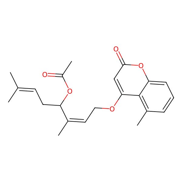 2D Structure of [3,7-Dimethyl-1-(5-methyl-2-oxochromen-4-yl)oxyocta-2,6-dien-4-yl] acetate
