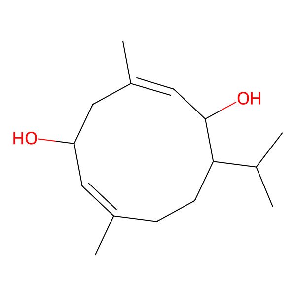 2D Structure of 3,7-Dimethyl-10-propan-2-ylcyclodeca-2,6-diene-1,5-diol