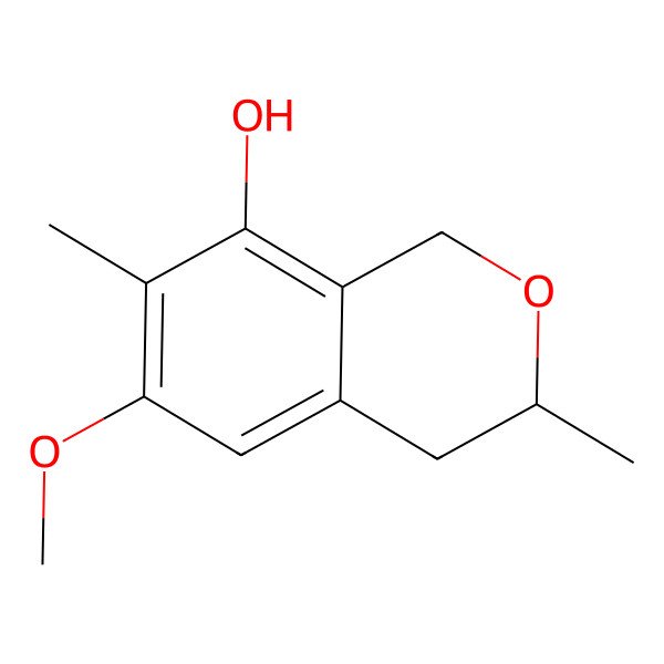 2D Structure of 3,4-Dihydro-6-methoxy-3,7-dimethyl-1H-2-benzopyran-8-ol