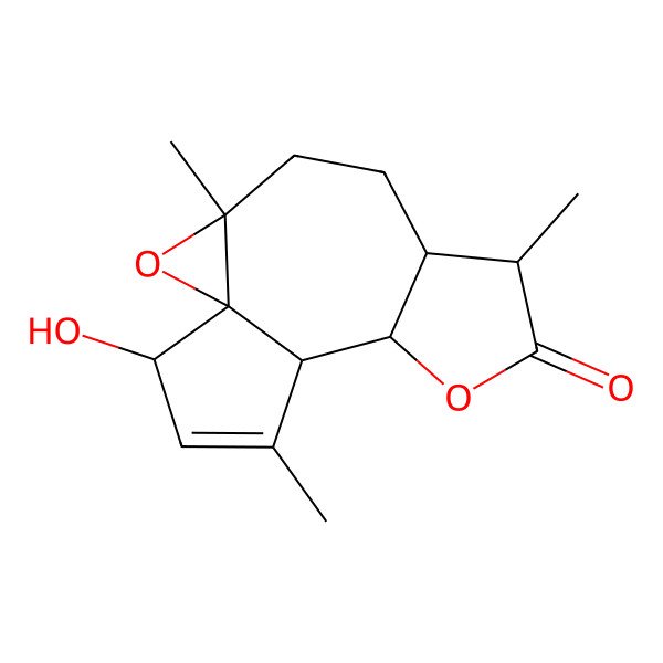2D Structure of (1R,3R,10S,14S)-14-hydroxy-3,7,12-trimethyl-2,9-dioxatetracyclo[9.3.0.01,3.06,10]tetradec-12-en-8-one