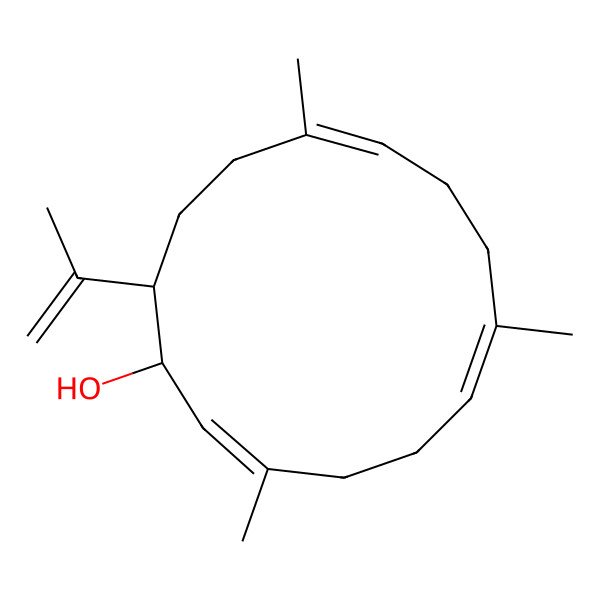 2D Structure of 3,7,11-Trimethyl-14-prop-1-en-2-ylcyclotetradeca-2,6,10-trien-1-ol