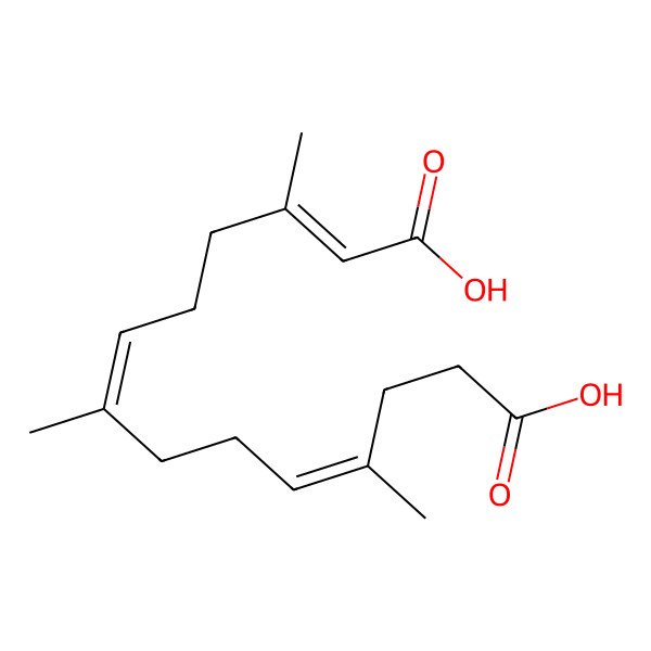2D Structure of 3,7,11-Trimethyl-2,6,10-triene-1,14-tetradecyl dioic acid