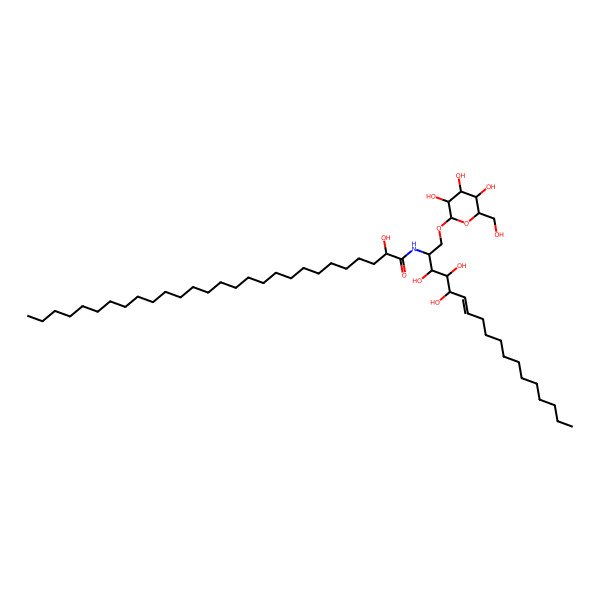 2D Structure of (2R)-2-hydroxy-N-[(Z,2S,3S,4R,5R)-3,4,5-trihydroxy-1-[(2R,3R,4S,5S,6R)-3,4,5-trihydroxy-6-(hydroxymethyl)oxan-2-yl]oxyoctadec-6-en-2-yl]octacosanamide