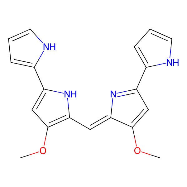 2D Structure of (2E)-3-methoxy-2-[[3-methoxy-5-(1H-pyrrol-2-yl)-1H-pyrrol-2-yl]methylidene]-5-(1H-pyrrol-2-yl)pyrrole