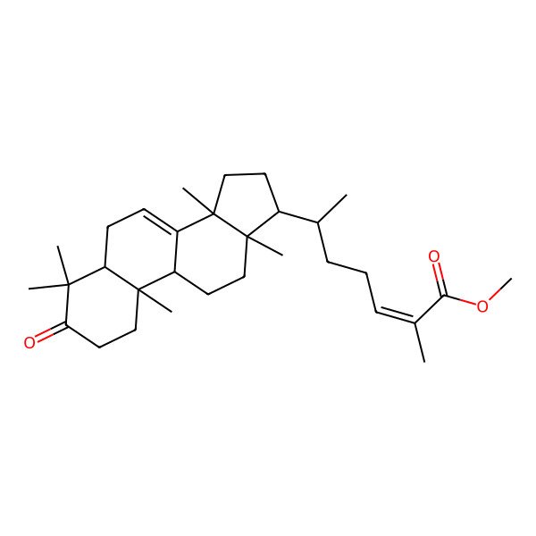 2D Structure of methyl (Z,6R)-2-methyl-6-[(5R,9R,10R,13S,14S,17S)-4,4,10,13,14-pentamethyl-3-oxo-1,2,5,6,9,11,12,15,16,17-decahydrocyclopenta[a]phenanthren-17-yl]hept-2-enoate