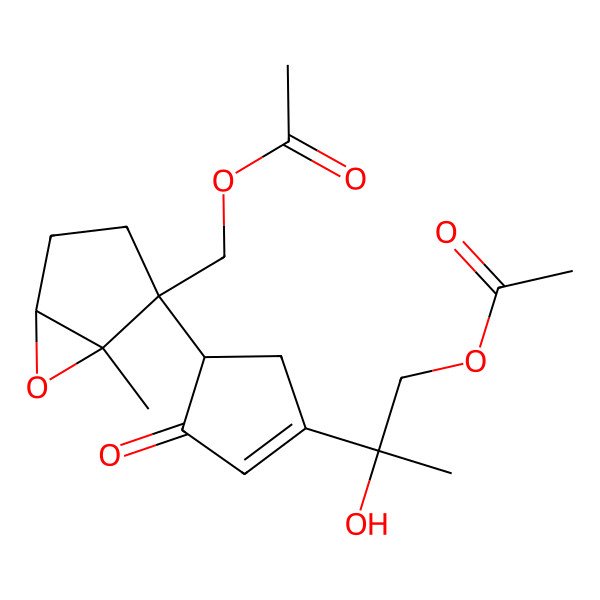 2D Structure of [(1R,2R,5S)-2-[(1S)-4-[(2S)-1-acetyloxy-2-hydroxypropan-2-yl]-2-oxocyclopent-3-en-1-yl]-1-methyl-6-oxabicyclo[3.1.0]hexan-2-yl]methyl acetate