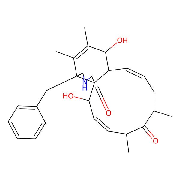 2D Structure of (2R,3E,5S,7S,9E,11R,12S,15R,16R)-16-benzyl-2,12-dihydroxy-5,7,13,14-tetramethyl-17-azatricyclo[9.7.0.01,15]octadeca-3,9,13-triene-6,18-dione