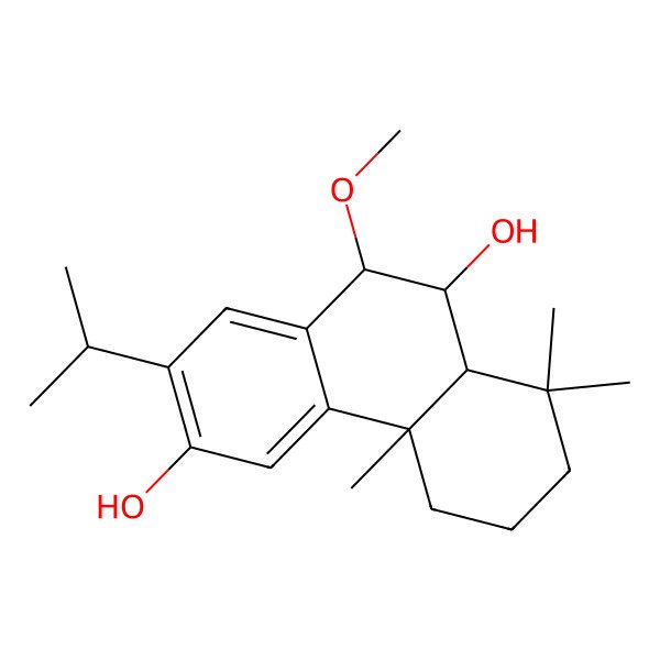 2D Structure of (4bR,8aR,9S,10R)-10-methoxy-4b,8,8-trimethyl-2-propan-2-yl-5,6,7,8a,9,10-hexahydrophenanthrene-3,9-diol