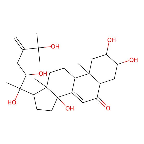 2D Structure of (2S,3R,5R,9R,10R,13R,14S,17S)-2,3,14-trihydroxy-10,13-dimethyl-17-[(2R,3R)-2,3,6-trihydroxy-6-methyl-5-methylideneheptan-2-yl]-2,3,4,5,9,11,12,15,16,17-decahydro-1H-cyclopenta[a]phenanthren-6-one