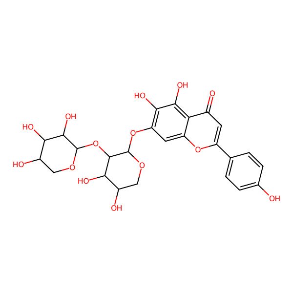 2D Structure of 7-[(2R,3R,4R,5S)-4,5-dihydroxy-3-[(2R,3R,4R,5S)-3,4,5-trihydroxyoxan-2-yl]oxyoxan-2-yl]oxy-5,6-dihydroxy-2-(4-hydroxyphenyl)chromen-4-one