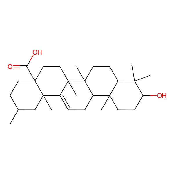 2D Structure of 10-Hydroxy-2,6a,6b,9,9,12a,14b-heptamethyl-1,2,3,4,5,6,6a,7,8,8a,10,11,12,13-tetradecahydropicene-4a-carboxylic acid