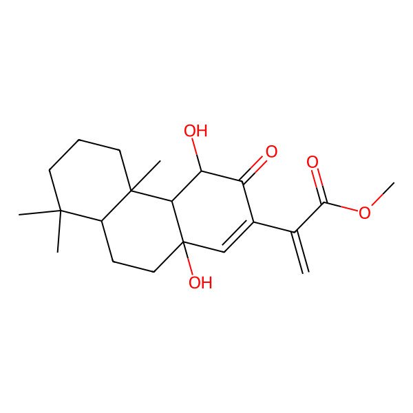 2D Structure of methyl 2-[(4R,4aR,4bR,8aR,10aR)-4,10a-dihydroxy-4b,8,8-trimethyl-3-oxo-4,4a,5,6,7,8a,9,10-octahydrophenanthren-2-yl]prop-2-enoate
