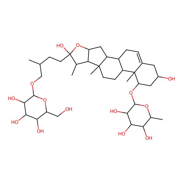 2D Structure of 2-[[6,16-Dihydroxy-7,9,13-trimethyl-6-[3-methyl-4-[3,4,5-trihydroxy-6-(hydroxymethyl)oxan-2-yl]oxybutyl]-5-oxapentacyclo[10.8.0.02,9.04,8.013,18]icos-18-en-14-yl]oxy]-6-methyloxane-3,4,5-triol