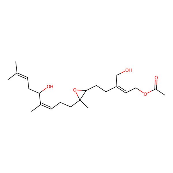 2D Structure of [5-[3-(5-Hydroxy-4,8-dimethylnona-3,7-dienyl)-3-methyloxiran-2-yl]-3-(hydroxymethyl)pent-2-enyl] acetate