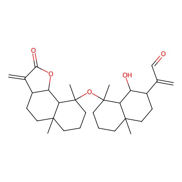 2D Structure of 2-[8-[(5a,9-Dimethyl-3-methylidene-2-oxo-3a,4,5,6,7,8,9a,9b-octahydrobenzo[g][1]benzofuran-9-yl)oxy]-1-hydroxy-4a,8-dimethyl-1,2,3,4,5,6,7,8a-octahydronaphthalen-2-yl]prop-2-enal