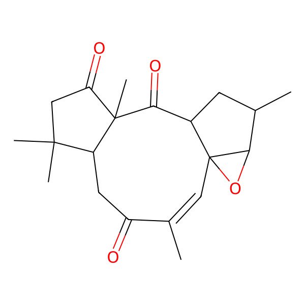 2D Structure of 3,7,7,10,14-Pentamethyl-16-oxatetracyclo[10.4.0.01,15.06,10]hexadec-2-ene-4,9,11-trione