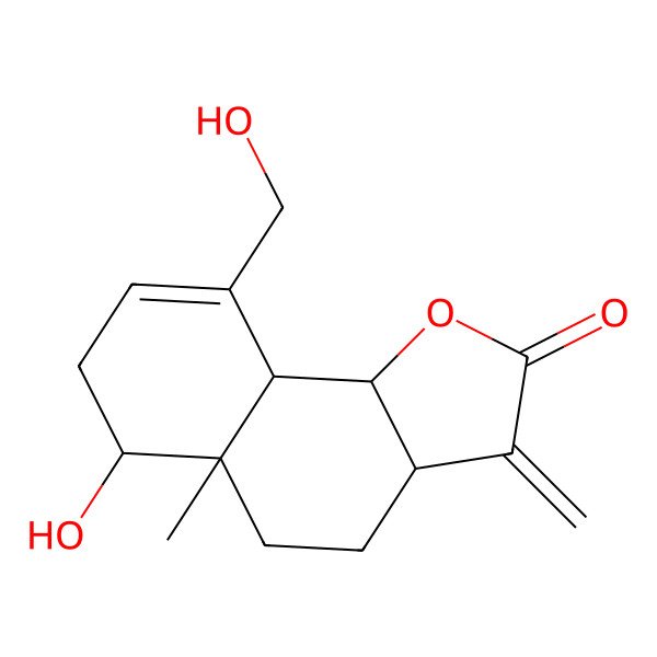 2D Structure of (3aS,5aR,6S,9aS,9bS)-6-hydroxy-9-(hydroxymethyl)-5a-methyl-3-methylidene-4,5,6,7,9a,9b-hexahydro-3aH-benzo[g][1]benzofuran-2-one