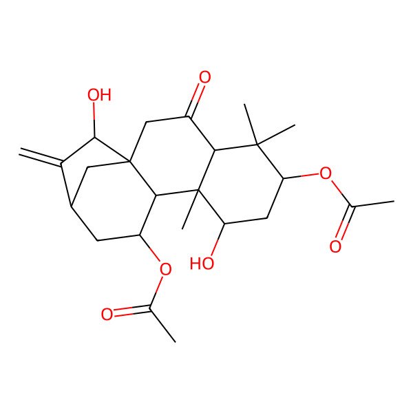 2D Structure of [(1S,4R,6S,8S,9S,10R,11S,13S,15R)-6-acetyloxy-8,15-dihydroxy-5,5,9-trimethyl-14-methylidene-3-oxo-11-tetracyclo[11.2.1.01,10.04,9]hexadecanyl] acetate
