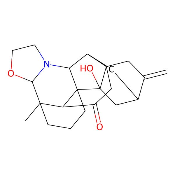 2D Structure of (1R,5R,6S,11R,12S,14S,17S,20S,21S)-21-hydroxy-5-methyl-15-methylidene-7-oxa-10-azaheptacyclo[12.6.2.01,11.05,20.06,10.012,17.017,21]docosan-19-one