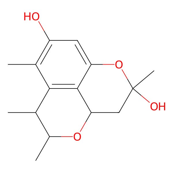 2D Structure of 3,7,8,10-Tetramethyl-2,6-dioxatricyclo[7.3.1.05,13]trideca-1(13),9,11-triene-3,11-diol