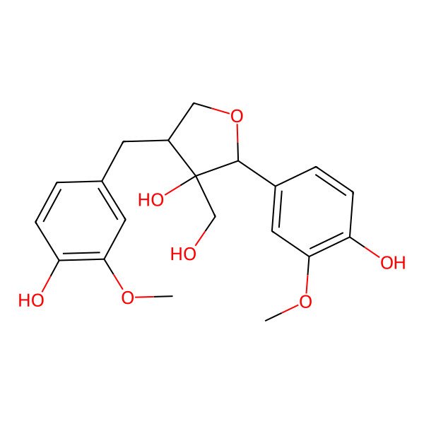 2D Structure of (2R,3S,4R)-2-(4-hydroxy-3-methoxyphenyl)-4-[(4-hydroxy-3-methoxyphenyl)methyl]-3-(hydroxymethyl)oxolan-3-ol