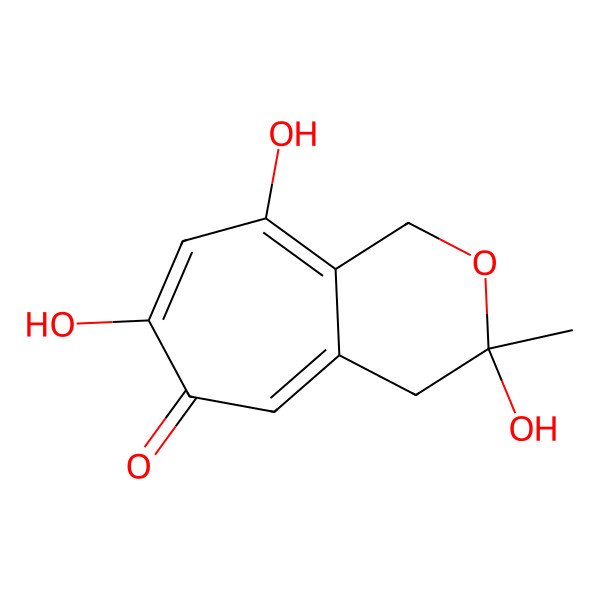 2D Structure of 3,7,9-trihydroxy-3-methyl-1,4-dihydrocyclohepta[c]pyran-6-one