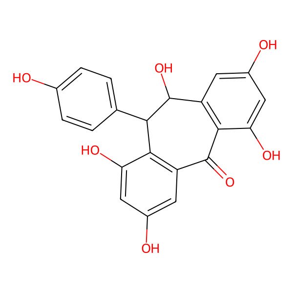 2D Structure of 4,6,9,12,14-Pentahydroxy-10-(4-hydroxyphenyl)tricyclo[9.4.0.03,8]pentadeca-1(11),3(8),4,6,12,14-hexaen-2-one