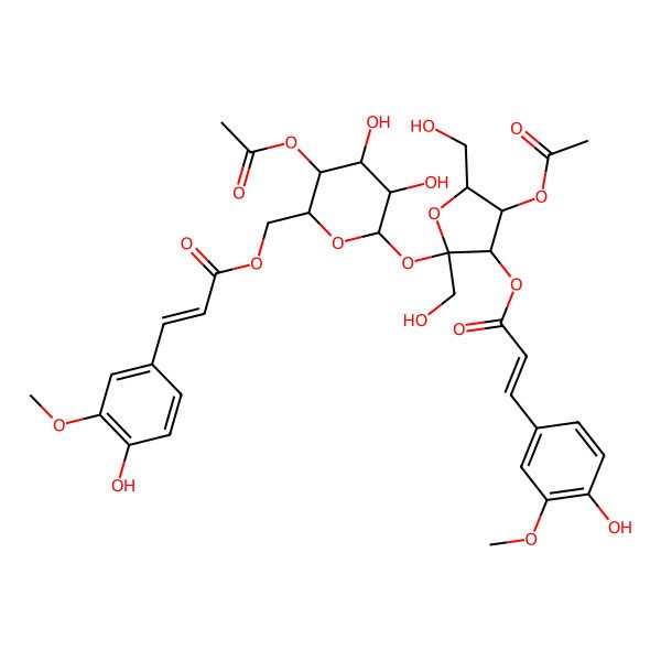 2D Structure of [3-Acetyloxy-6-[4-acetyloxy-3-[3-(4-hydroxy-3-methoxyphenyl)prop-2-enoyloxy]-2,5-bis(hydroxymethyl)oxolan-2-yl]oxy-4,5-dihydroxyoxan-2-yl]methyl 3-(4-hydroxy-3-methoxyphenyl)prop-2-enoate