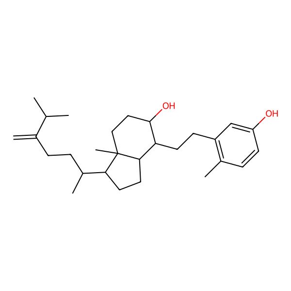 2D Structure of (1R,3aS,4S,5R,7aR)-4-[2-(5-hydroxy-2-methylphenyl)ethyl]-7a-methyl-1-(6-methyl-5-methylideneheptan-2-yl)-1,2,3,3a,4,5,6,7-octahydroinden-5-ol