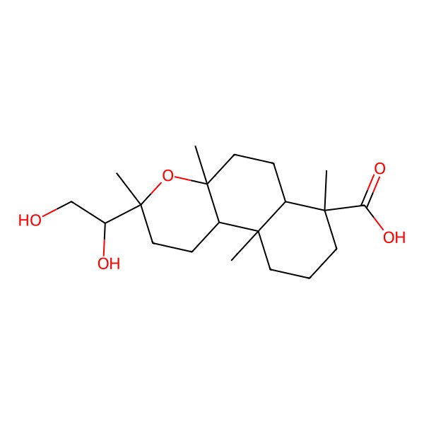 2D Structure of 3-(1,2-dihydroxyethyl)-3,4a,7,10a-tetramethyl-2,5,6,6a,8,9,10,10b-octahydro-1H-benzo[f]chromene-7-carboxylic acid