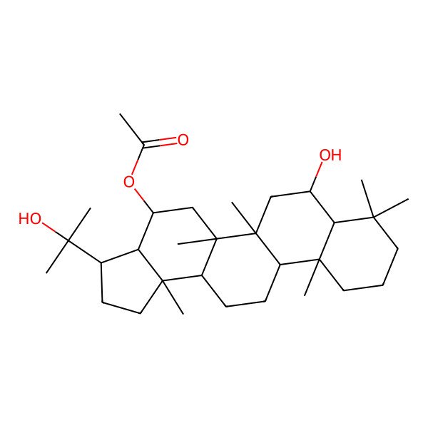 2D Structure of [7-Hydroxy-3-(2-hydroxypropan-2-yl)-5a,5b,8,8,11a,13b-hexamethyl-1,2,3,3a,4,5,6,7,7a,9,10,11,11b,12,13,13a-hexadecahydrocyclopenta[a]chrysen-4-yl] acetate