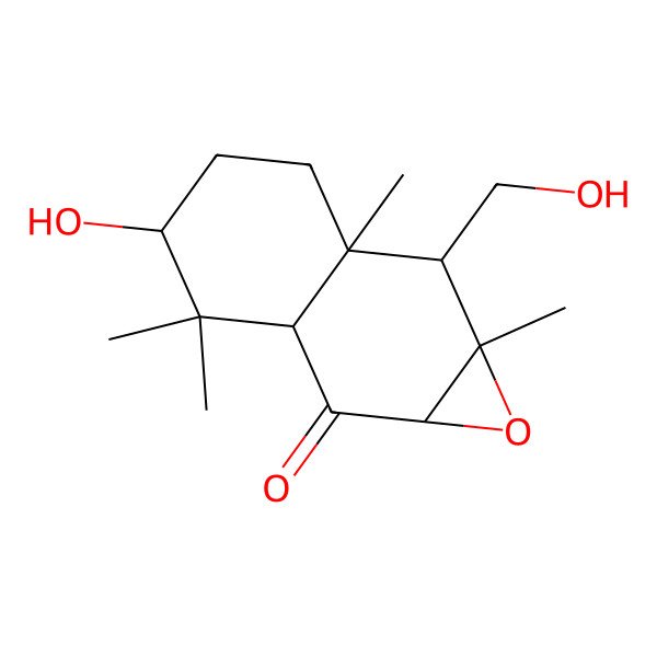 2D Structure of (1aR,2aR,4S,6aR,7S,7aR)-4-hydroxy-7-(hydroxymethyl)-3,3,6a,7a-tetramethyl-1a,2a,4,5,6,7-hexahydronaphtho[2,3-b]oxiren-2-one