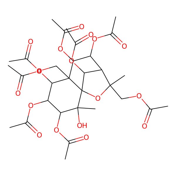 2D Structure of [(1S,2S,3S,4R,5R,6R,7S,8R,9R,10R,12R)-3,4,5,7,8,12-hexaacetyloxy-6-(acetyloxymethyl)-2-hydroxy-2,10-dimethyl-11-oxatricyclo[7.2.1.01,6]dodecan-10-yl]methyl acetate