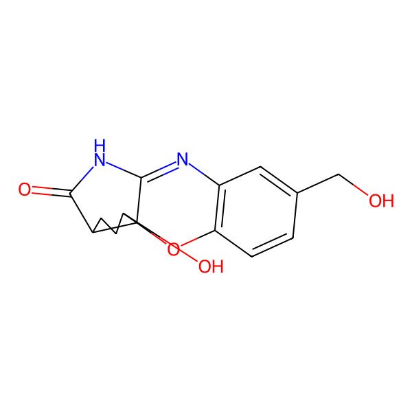 2D Structure of 16-Hydroxy-6-(hydroxymethyl)-2-oxa-9,11-diazatetracyclo[8.6.0.01,13.03,8]hexadeca-3(8),4,6,9-tetraen-12-one